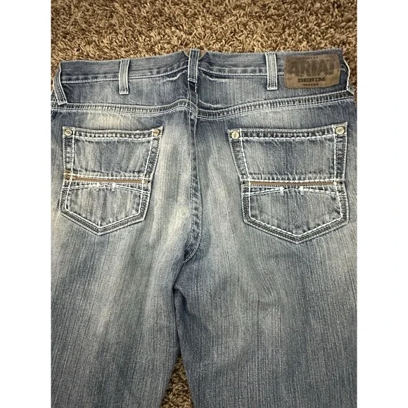 Ariat Jeans Mens Blue Relaxed Bootcut Cotton Denim Size 36X34 - Picture 3 of 5